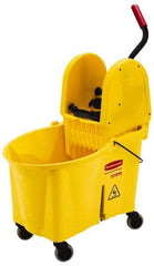 Rubbermaid - 44 Qt Plastic Bucket & Wringer - 26-3/4" Long x 38-3/4" High x 18-1/8" Wide, Yellow - Top Tool & Supply