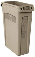 Rubbermaid - 23 Gal Beige Rectangle Trash Can - Polyethylene, 30" High x 22" Long x 11" Wide - Top Tool & Supply