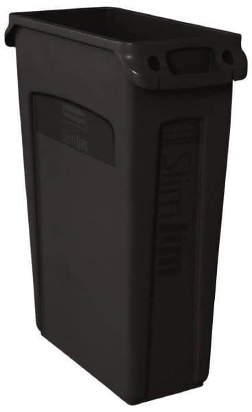 Rubbermaid - 23 Gal Black Rectangle Trash Can - Polyethylene, 30" High x 22" Long x 11" Wide - Top Tool & Supply