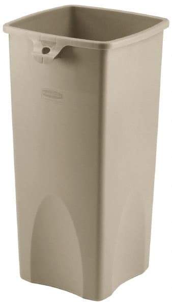 Rubbermaid - 23 Gal Beige Square Trash Can - Polyethylene, 30.9" High x 16-1/2" Long x 15-1/2" Wide - Top Tool & Supply