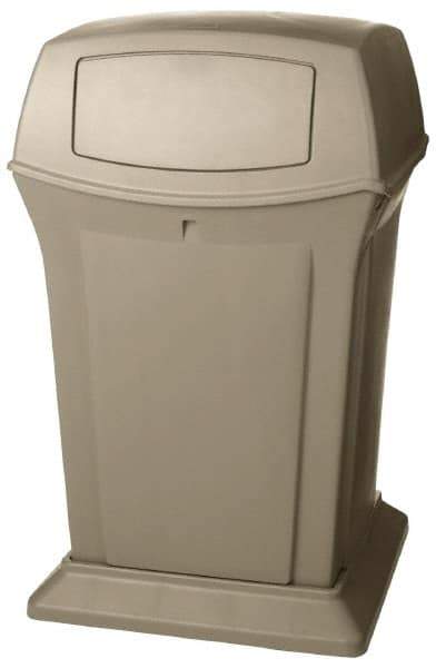 Rubbermaid - 45 Gal Beige Square Trash Can - Polyethylene, 41-1/2" High x 24-7/8" Long x 24-7/8" Wide - Top Tool & Supply