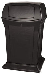 Rubbermaid - 45 Gal Black Square Trash Can - Polyethylene, 41-1/2" High x 24-7/8" Long x 24-7/8" Wide - Top Tool & Supply