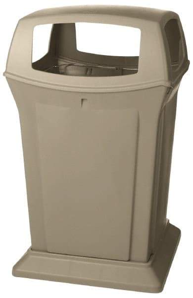 Rubbermaid - 45 Gal Beige Square Trash Can - Polyethylene, 41-1/2" High x 24-7/8" Long x 24-7/8" Wide - Top Tool & Supply