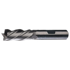 ‎3/16″ × 3/8″ × 1/2″ × 2-3/8″ LHS / LHC HSS HSS Single-End 4-Flute Non-Center Cutting Left Hand Helix Left Hand Cut Finishing End Mill - Bright - Exact Industrial Supply