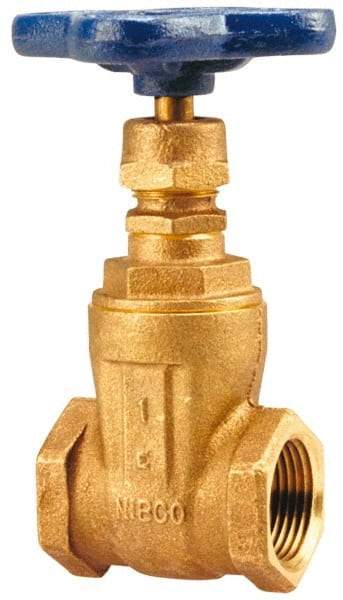 NIBCO - 1-1/2" Pipe, Class 125, Threaded Bronze Solid Wedge Stem Gate Valve with Bronze Handwheel - 200 WOG, 125 WSP, Screw-In Bonnet - Top Tool & Supply