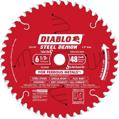 Freud - 6-1/2" Diam, 5/8" Arbor Hole Diam, 48 Tooth Wet & Dry Cut Saw Blade - Carbide-Tipped, Burr-Free Action, Standard Round Arbor - Top Tool & Supply