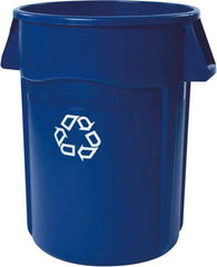 Rubbermaid - 44 Gal Blue Round Recycling Container - Polyethylene, Recycle Symbol Graphic - Top Tool & Supply