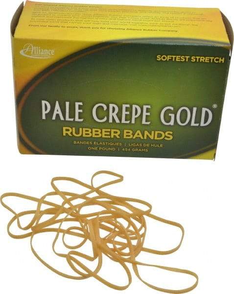 Alliance - 7 Inch Circumference, 1/8 Inch Wide, Pale Crepe Gold Rubber Band Strapping - 300 Pieces - Top Tool & Supply