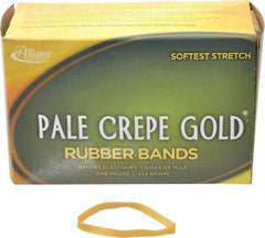 Alliance - 4 Inch Circumference, 1/4 Inch Wide, Pale Crepe Gold Rubber Band Strapping - 490 Pieces - Top Tool & Supply