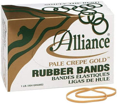 Alliance - 4 Inch Circumference, 1/8 Inch Wide, Pale Crepe Gold Rubber Band Strapping - 970 Pieces - Top Tool & Supply