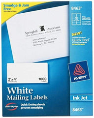 AVERY - 2" Wide x 4" Long, White Paper Shipping Label - For Inkjet Printers - Top Tool & Supply