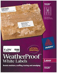 AVERY - 1" Wide x 2-5/8" Long, White Polyester Shipping Label - For Laser Printers - Top Tool & Supply