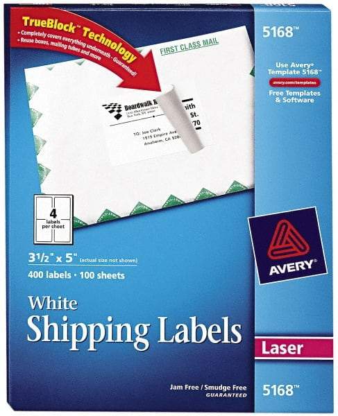 AVERY - 5" Long, White Paper Shipping Label - For Laser Printers - Top Tool & Supply