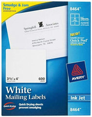 AVERY - 3.33" Wide x 4" Long, White Paper Shipping Label - For Inkjet Printers - Top Tool & Supply