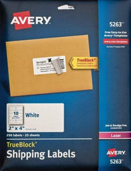 AVERY - 2" Wide x 4" Long, White Paper Shipping Label - For Laser Printers - Top Tool & Supply