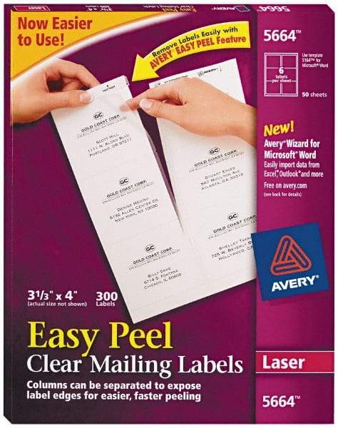 AVERY - 4" Long, Clear Shipping Label - For Laser Printers - Top Tool & Supply