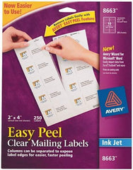 AVERY - 2" Wide x 4" Long, Clear Shipping Label - For Inkjet Printers - Top Tool & Supply