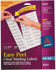 AVERY - 1" Wide x 2-5/8" Long, Clear Shipping Label - For Inkjet Printers - Top Tool & Supply