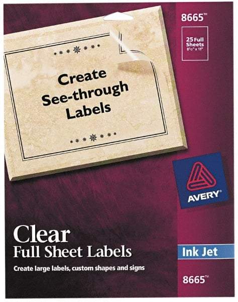 AVERY - 11" Long, Clear Shipping Label - For Inkjet Printers - Top Tool & Supply