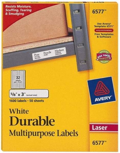 AVERY - 3" Long, White Paper Name Badge Labels - For Laser Printers - Top Tool & Supply