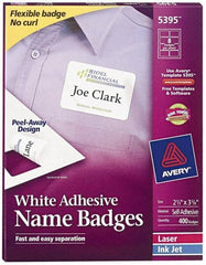 AVERY - 3-3/8" Long, White Paper Name Badge Labels - For Laser/Inkjet Printers - Top Tool & Supply