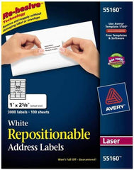 AVERY - 1" Wide x 2-5/8" Long, White Paper Shipping Label - For Laser Printers - Top Tool & Supply