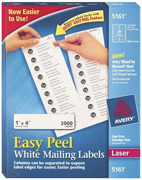 AVERY - 1" Wide x 4" Long, White Paper Shipping Label - For Laser Printers - Top Tool & Supply