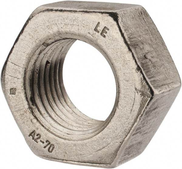 Value Collection - M33x3.50 Metric Coarse Stainless Steel Right Hand Hex Nut - 50mm Across Flats, 26mm High, Uncoated - Top Tool & Supply