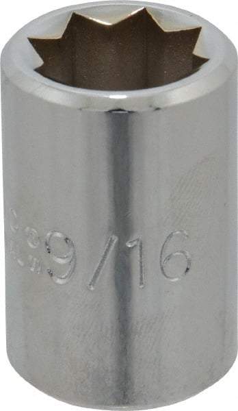 Proto - 9/16", 1/2" Drive, Standard Hand Socket - 8 Points, 1-1/2" OAL, Alloy Steel, Chrome Finish - Top Tool & Supply