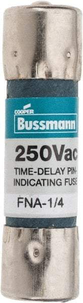 Cooper Bussmann - 250 VAC, 0.25 Amp, Time Delay Pin Indicator Fuse - Fuse Holder Mount, 1-1/2" OAL, 10 at 125 V kA Rating, 13/32" Diam - Top Tool & Supply