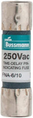 Cooper Bussmann - 250 VAC, 0.6 Amp, Time Delay Pin Indicator Fuse - Fuse Holder Mount, 1-1/2" OAL, 10 at 125 V kA Rating, 13/32" Diam - Top Tool & Supply