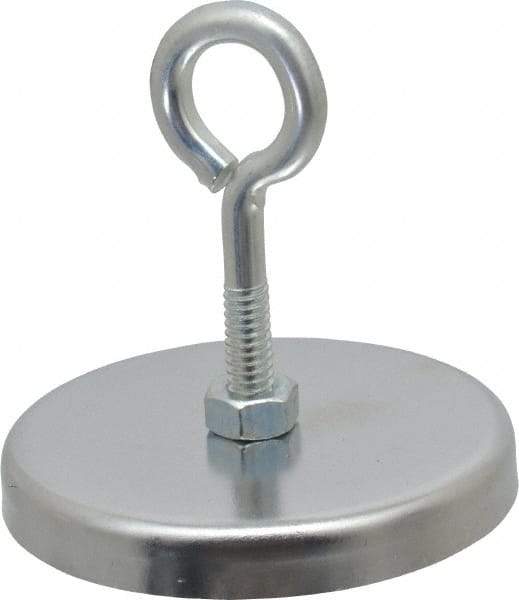 Mag-Mate - 41 Lb Max Pull Force, 3/8" Overall Height, 2.63" Diam, Ceramic Cup Magnet - Loop Style, Chrome Plated - Top Tool & Supply