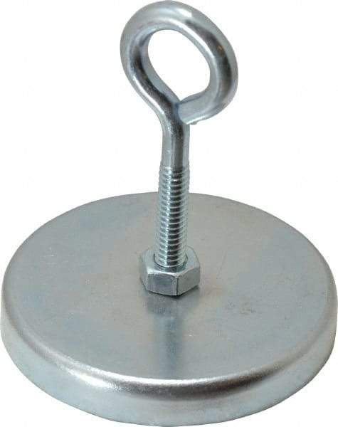 Mag-Mate - 2.63" Diam, 3/8" Cup Height, 2-1/4" Overall Height, 100 Lb Average Pull Force, 100 Lb Max Pull Force, Neodymium Rare Earth Cup Magnet - Loop Style, 1/2" Loop ID, Galvanized - Top Tool & Supply