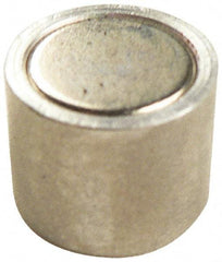 Mag-Mate - 6-32 Thread, 1/4" Diam, 1/2" High, 0.13 Lb Average Pull Force, Neodymium Rare Earth Pot Magnet - 1/4" Tapped Hole Depth, Nickel Plated, Aluminum Insulated - Top Tool & Supply