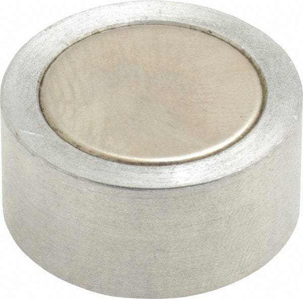 Mag-Mate - 1/4-20 Thread, 1" Diam, 1/2" High, 3.75 Lb Average Pull Force, Neodymium Rare Earth Pot Magnet - 1/4" Tapped Hole Depth, Nickel Plated, Aluminum Insulated - Top Tool & Supply