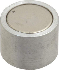 Mag-Mate - 10-24 Thread, 5/8" Diam, 1/2" High, 2.18 Lb Average Pull Force, Neodymium Rare Earth Pot Magnet - 1/4" Tapped Hole Depth, Nickel Plated, Aluminum Insulated - Top Tool & Supply