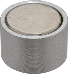 Mag-Mate - 10-24 Thread, 3/4" Diam, 1/2" High, 3 Lb Average Pull Force, Neodymium Rare Earth Pot Magnet - 1/4" Tapped Hole Depth, Nickel Plated, Aluminum Insulated - Top Tool & Supply