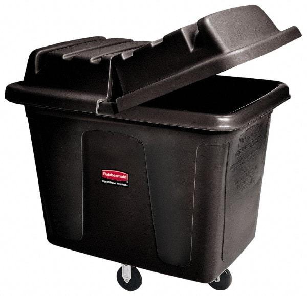 Rubbermaid - 500 Lb Load Capacity, 16 Cu Ft, Polyethylene Cube Truck - 31" Wide x 43-3/4" Long x 37" High, Black - Top Tool & Supply