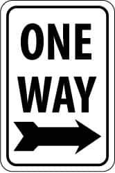 NMC - "One Way", "Right Arrow", 12" Wide x 18" High, Aluminum Parking Lot Traffic Signs - 0.08" Thick, Black on White, Engineer Grade Reflectivity, Rectangle, Post Mount - Top Tool & Supply