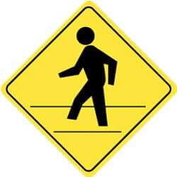 NMC - "Pedestrians Crossing", 24" Wide x 24" High, Aluminum Pedestrian Crossing Signs - 0.08" Thick, Black on Yellow, Engineer Grade Reflectivity, Diamond, Post Mount - Top Tool & Supply