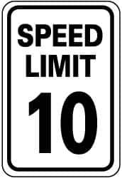 NMC - "Speed Limit 10", 18" Wide x 24" High, Aluminum Speed Limit Signs - 0.08" Thick, Black on White, Engineer Grade Reflectivity, Rectangle, Post Mount - Top Tool & Supply