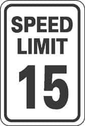 NMC - "Speed Limit 15", 18" Wide x 24" High, Aluminum Speed Limit Signs - 0.08" Thick, Black on White, Engineer Grade Reflectivity, Rectangle, Post Mount - Top Tool & Supply