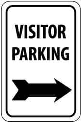 NMC - "Visitor Parking", "Right Arrow", 12" Wide x 18" High, Aluminum Parking Lot Traffic Signs - 0.08" Thick, Black on White, Engineer Grade Reflectivity, Rectangle, Post Mount - Top Tool & Supply