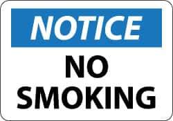 NMC - "Notice - No Smoking", 10" Long x 14" Wide, Pressure-Sensitive Vinyl Safety Sign - Rectangle, 0.004" Thick, Use for Accident Prevention - Top Tool & Supply