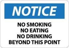 NMC - "Notice - No Smoking - No Eating - No Drinking Beyond This Area", 10" Long x 14" Wide, Aluminum Safety Sign - Rectangle, 0.04" Thick, Use for Accident Prevention - Top Tool & Supply