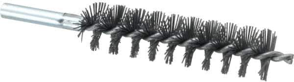 Schaefer Brush - 4" Brush Length, 1" Diam, Single Stem, Single Spiral Tube Brush - 6-1/4" Long, Silicone Carbide Impregnated Nylon, 12-24 Female Connection - Top Tool & Supply