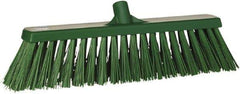 Vikan - 19" Heavy Duty Synthetic Push Broom - 2" Bristle Length, Plastic Block, European Threaded Handle Connection - Top Tool & Supply