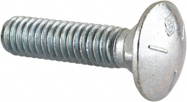 Value Collection - 5/16-18 UNC 1-1/4" Length Under Head, Standard Square Neck, Carriage Bolt - Grade 5 Steel, Zinc-Plated Finish - Top Tool & Supply