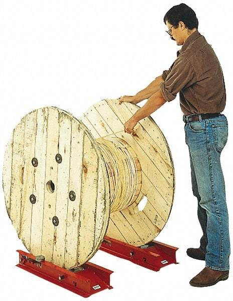 Made in USA - Reel Winder Roller Stand - 3,000 Lbs. Load Limit, 1 Reel Limit, 28 Inches Long x 9-1/4 Inches Wide x 4 Inches High, Structural Channel Frame with 6 Roller Positions - Top Tool & Supply