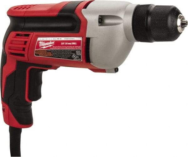 Milwaukee Tool - 3/8" Keyless Chuck, 2,800 RPM, Pistol Grip Handle Electric Drill - 8 Amps, 120 Volts, Reversible, Includes 3/8" Drill & Side Handle - Top Tool & Supply